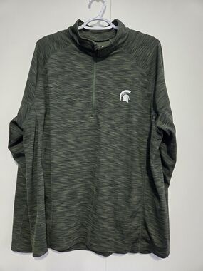 Michigan State Spartans 1/4 Zip Pullover Men’s XL Green Levelwear Athletic Light